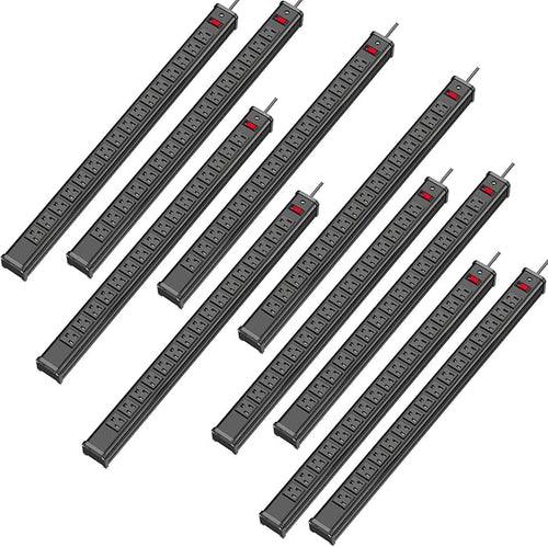 10-Pack Long Surge Protector Power Strip, 16 Outlet Heavy Duty Power Strip by Kungfuking