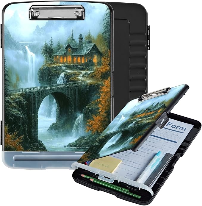 Clipboard with Storage Box & Pen Holder, Heavy Duty Clip Boards 8.5x11 by Unknown