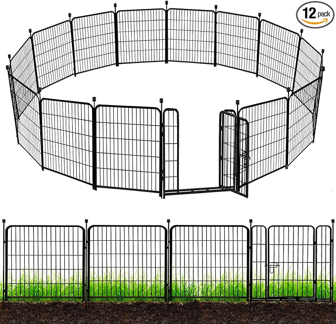 ADAVIN Tall Garden Fence 48 in 12 Panels Total 26.6 FT, Heavy Duty Iron Metal by ADAVIN
