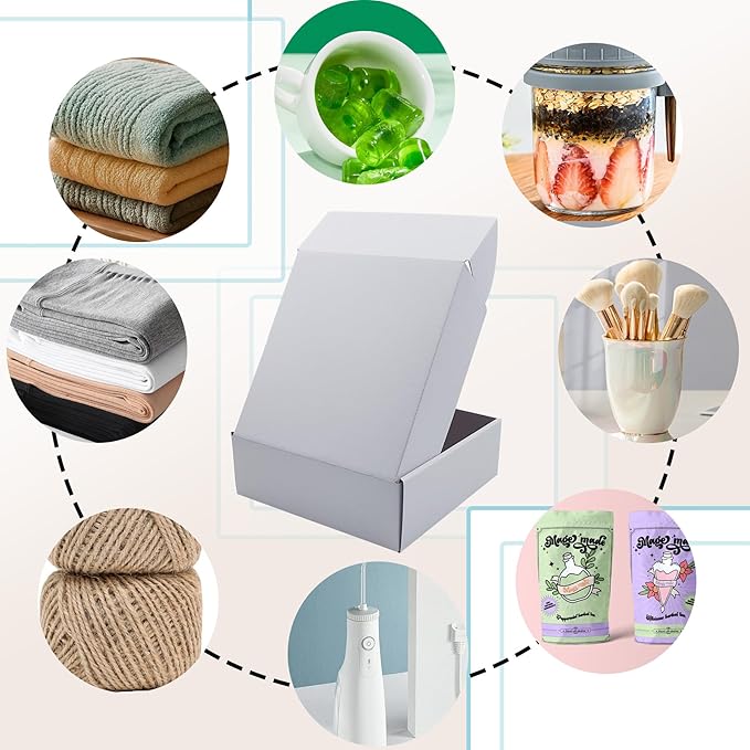 9x9x3 Inches White Shipping Boxes Set of 25，Cardboard Boxes Recyclable - Image 4
