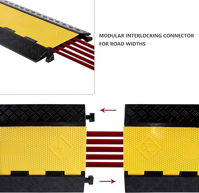 1 Pack Rubber Cable Ramp Hose Cable Protector Ramp 5 Channel 22000Lbs Load - Image 4