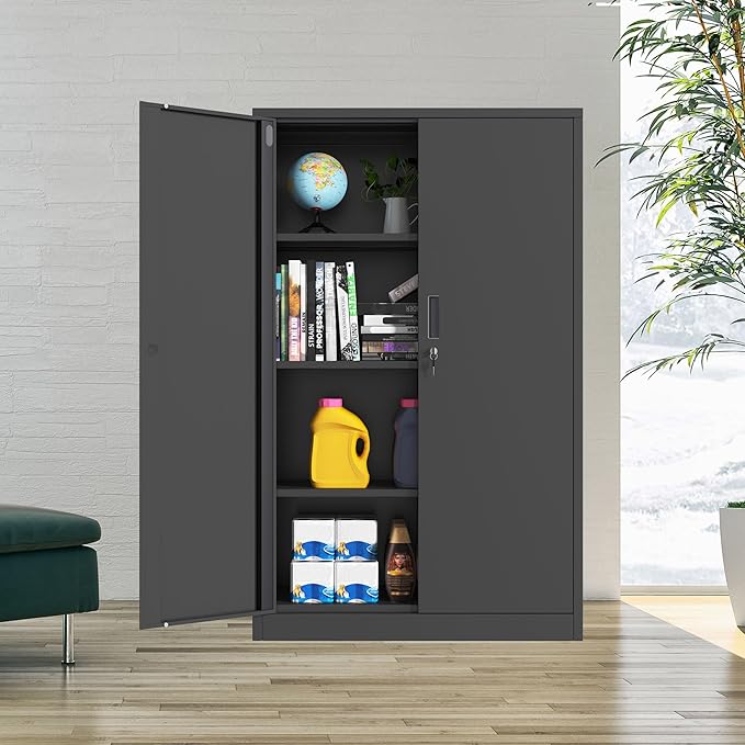 Metal Storage Cabinet with Locking Doors and 3 Adjustable Shelves, 53.5-Inch - Image 7