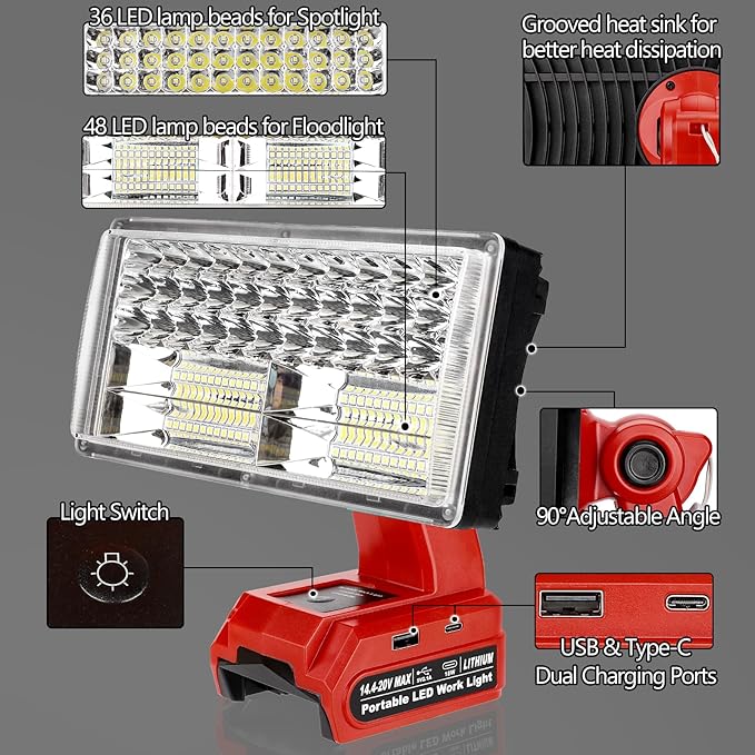 50W 4200LM Cordless LED Work Light - Image 3