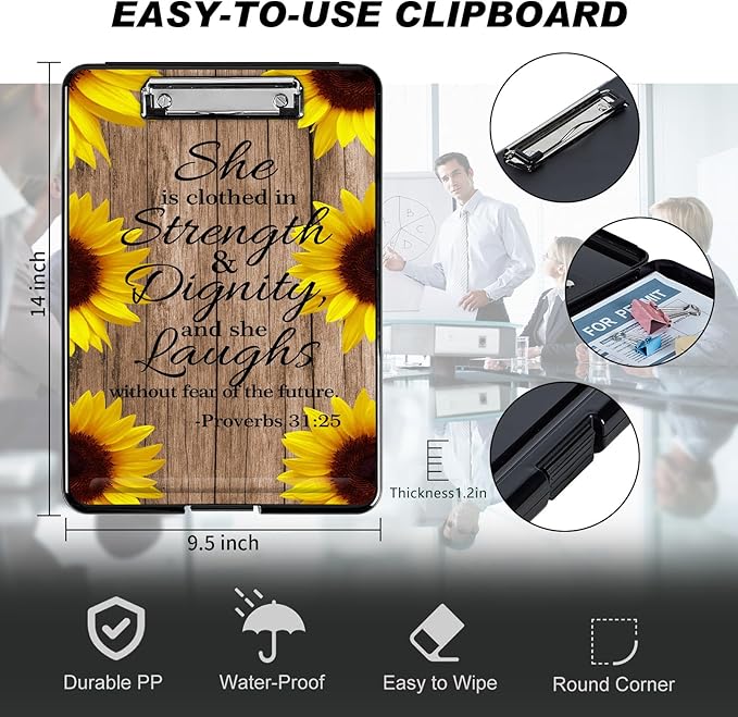 Clipboard with Storage, Hard Letter A4 Size Clip Board with Pen Holder & Paper - Image 2
