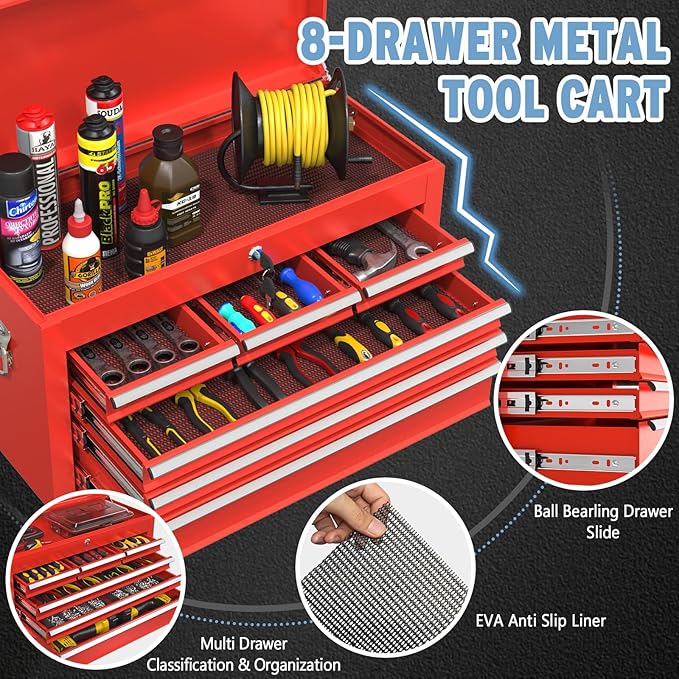 8 Drawer High Capacity Rolling Tool Chest, Tool Box - Image 6
