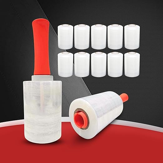 12 Pack Industrial Strength Mini Hand Stretch Wrap - Image 9