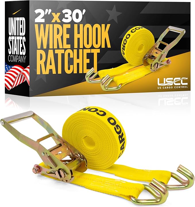 US Cargo Control Wire Hook Ratchet Strap 2 Inch x 30 Foot, 000 LBS Break by USCargoControl