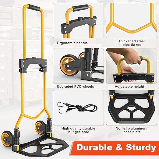 Folding Hand Truck Dolly Cart, 180LBS Portable Aluminum Hand Truck Foldable - Image 2
