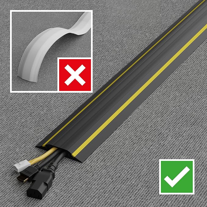 D-Line 6ft Floor Cord Cover, Made in USA Linkable Cable Protector, Hide - Image 7