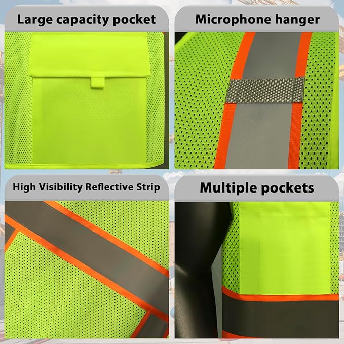 BeautyWill 10/20 Pack Custom Logo Safety Vest, Bulk High Visibility Class 2 - Image 3