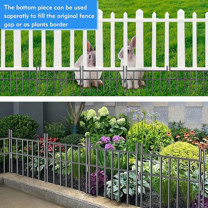 Adavin Animal Barrier Garden Fence, 10 Pack Black 12''L x 25" H no dig Fence - Image 6