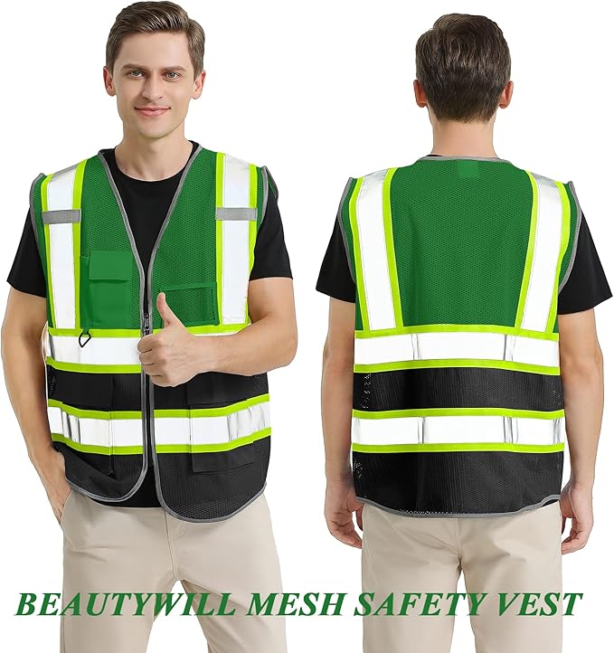 BeautyWill Custom Logo Safety Vest Class 2 High Visibility Reflective Vest - Image 5