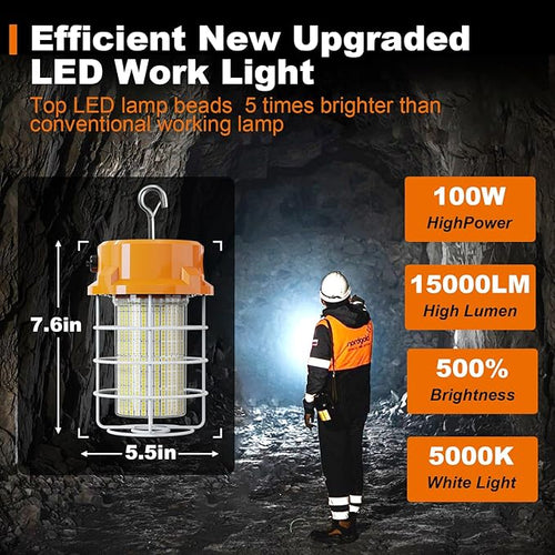 100W LED Temporary Work Light 15000lm Construction Lights 5000K Temp Light - Image 2