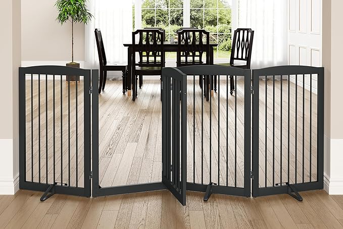 Freestanding Dog Gates with Door Walk Through, Pet Gate by PUPETPO