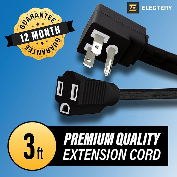 3 ft Heavy Duty Appliance Extension Cord, 14 AWG, 15A 125V 1875W, 3 Prong Flat - Image 2