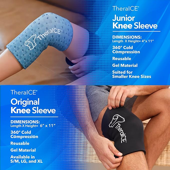 TheraICE Junior Knee Ice Pack Wrap Compression Sleeve - Image 3
