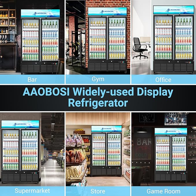 AAOBOSI Commercial Merchandiser Refrigerator, 27.02 Cu.Ft Glass Door Display - Image 7