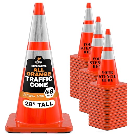 Xpose Safety 28 Inch Orange Traffic Cones Heavy Duty 10lb by XposeSafety