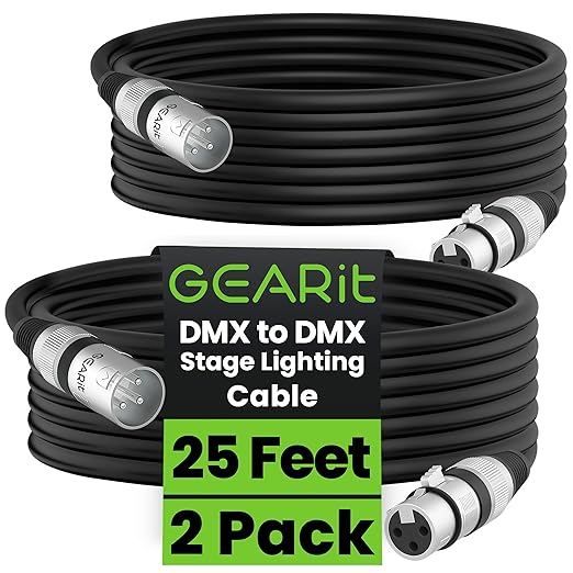 GEARit DMX to DMX Stage Lighting Cable DMX Male to Female 3-Pin Balanced by GEARit