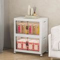Storage Bins with Lids and Wheels, 90QT-45QT*2Tier Collapsible Bathroom Storage by Unknown