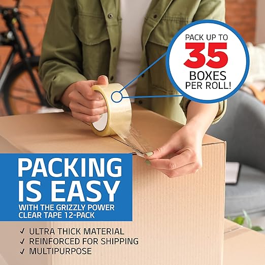 Grizzly Power Clear Packing Tape | Heavy Duty Packing Tape | 2.8mil Thick - Image 2