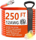 HUANCHAIN 250 ft Outdoor Extension Cord Waterproof 12/3 Gauge Heavy Duty by huanchain