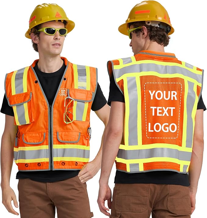 AYKRM Heavy Woven cotton High Vis Reflective work construction safety vest by AYKRM