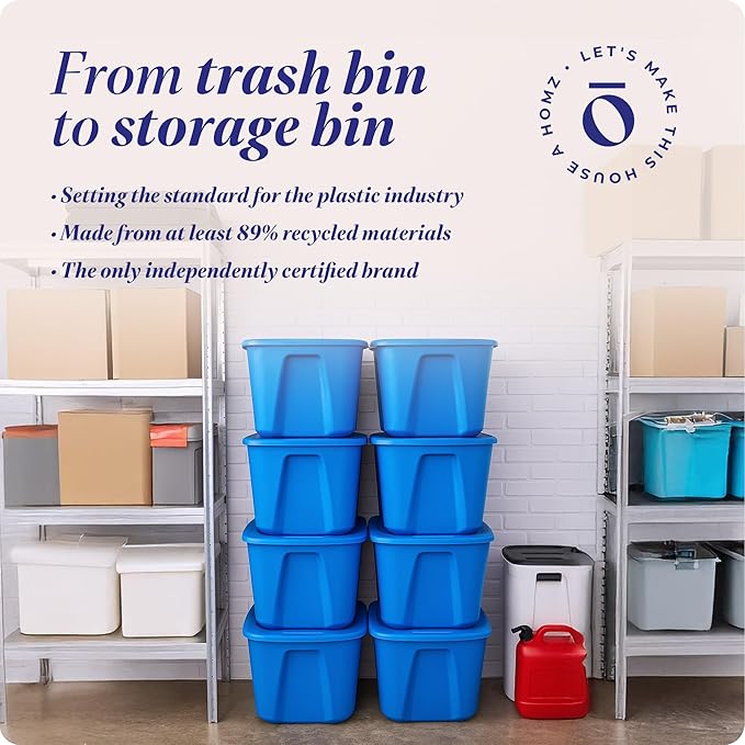 HOMZ 8-Pack Durable Molded Bin, Plastic Storage Containers - Image 7