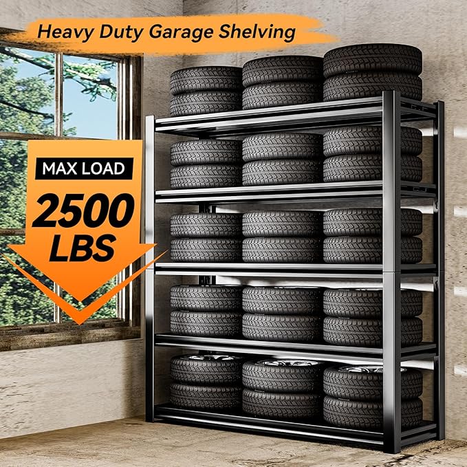 72" H Adjustable Garage Shelving 2500LBS Storage Shelves 5-Tier Heavy Duty - Image 4