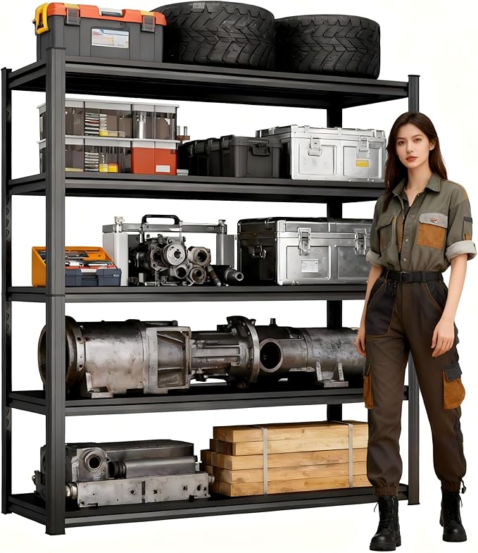 78''H Metal Garage Shelving Unit, 5-Tier Garage Storage Shelves Heavy by Beaunatixx