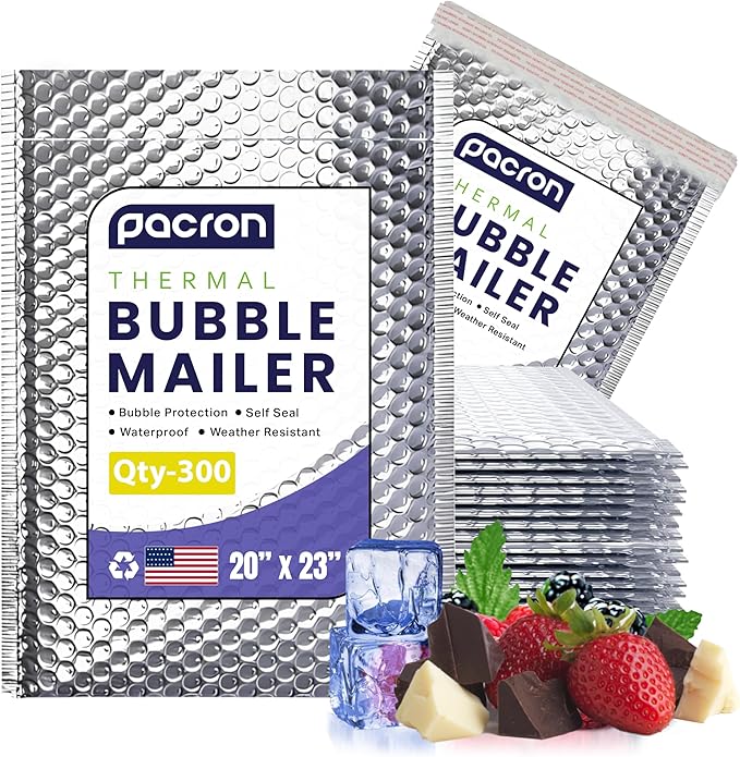300-Pack Insulated Silver Thermal Bubble Mailers 20 x 23 by Pacron