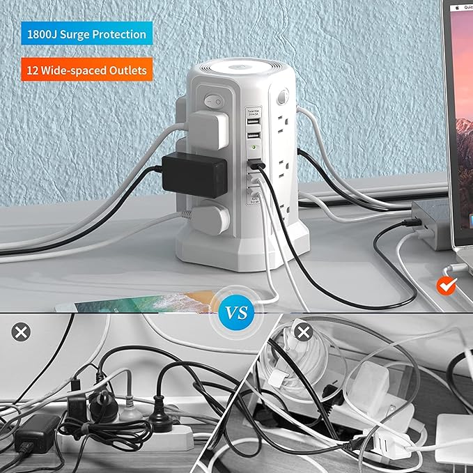Surge Protector Power Strip Tower - Image 4