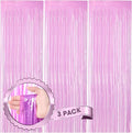 3 Pack 3.3 x 8.2 ft Pastel Purple Foil Fringe Backdrop Curtains, Tinsel by Voircoloria