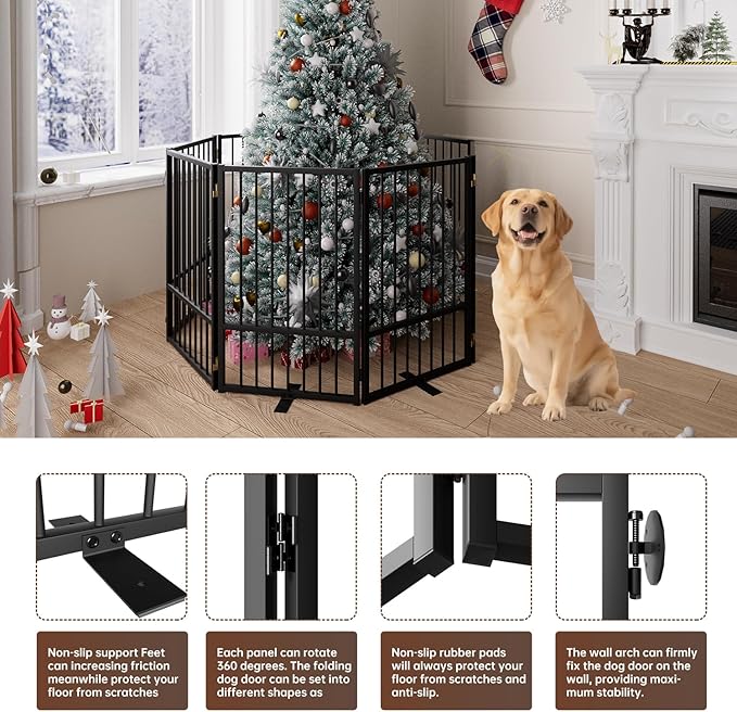 8 Panels Full Metal Freestanding Dog Gates - Image 5