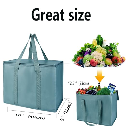 2Pk Insulated Reusable Grocery Bags, Collapsible Cooler Bag - Image 6