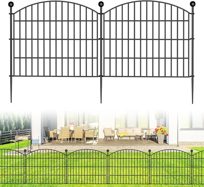 10 Panels No Dig Decorative Garden Fence Animal Barrier - 24 in x 20 ft - Dog by Bilibompa