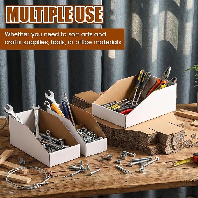 50 Pack Cardboard Storage Bins Assorted Sizes, Cardboard Boxes, 28 Pack 12x4x4.5 - Image 3