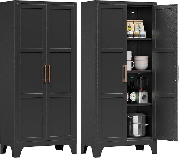 Pantry Cabinets for Kitchen, 61.02” Tall Storage Cabinets, Metal Pantry Storage by Kooyon
