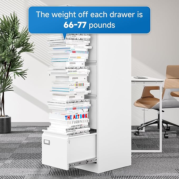 4 Drawer File Cabinet with Lock Metal Vertical File Storage Cabinet Office Home - Image 8