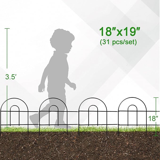Decorative Black Garden Border Fence 18inX50ft Metal Wire Edging Flower Bed - Image 4