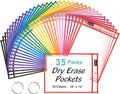 SUNEE 35 Packs Oversized Reusable Dry Erase Pocket Sleeves by SUNEE
