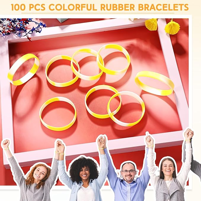 Liliful 100 Pcs Silicone Rubber Wristbands Rubber Wristband Bracelet Bands - Image 7