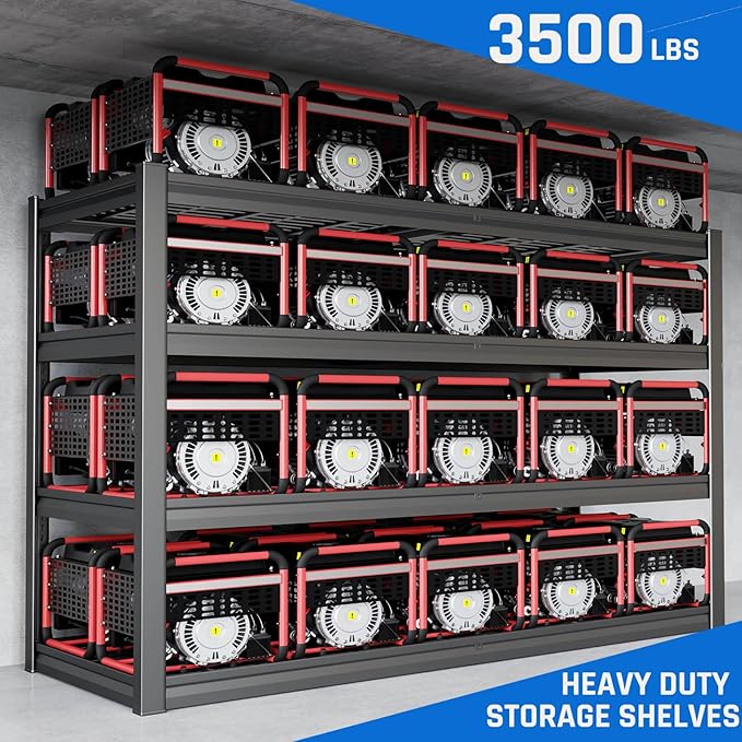 62" W Garage Shelving Heavy Duty, 4 Tier Garage Shelves, Commercial Metal Shelf - Image 4