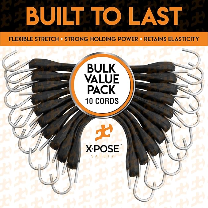 Rubber Bungee Cords with Hooks 10 Pack 15 Inch - Image 5