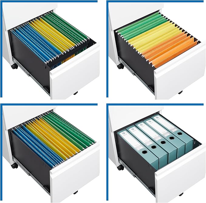 2 Drawers File Cabinet with Lock Metal Vertical File Cabient with Wheels Mobile - Image 6