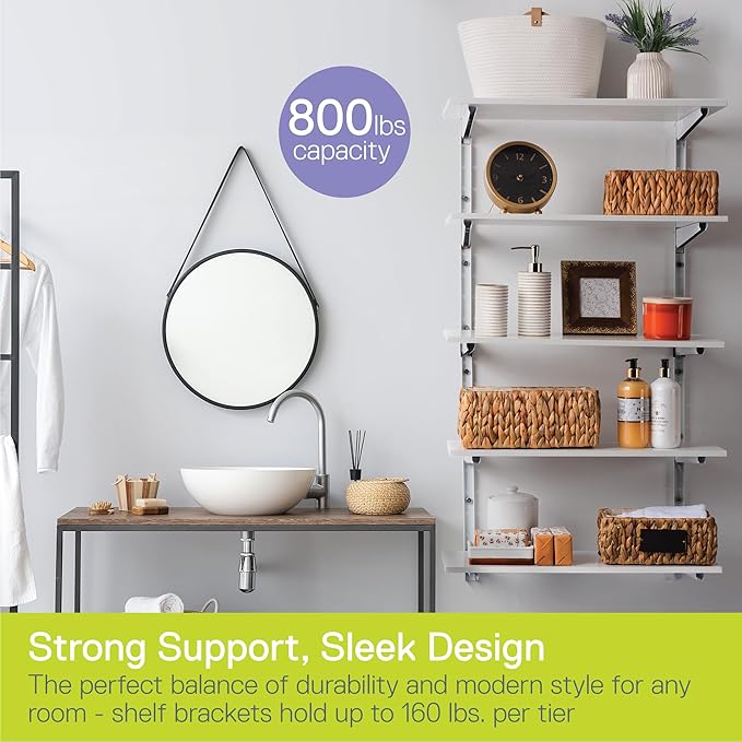 Minimalistic White Shelf Brackets by Delta Cycle, Holds Up to 800 lbs, Modern - Image 2