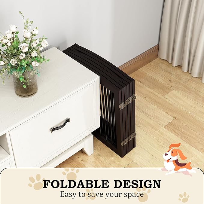 Freestanding Pet Gates with Walk Through Door, Dog Indoor Fence, Dog Gate - Image 4