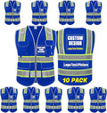 BeautyWill Custom Logo 10 Pockets Safety Vest Class2 ANSI Certified High by BeautyWill