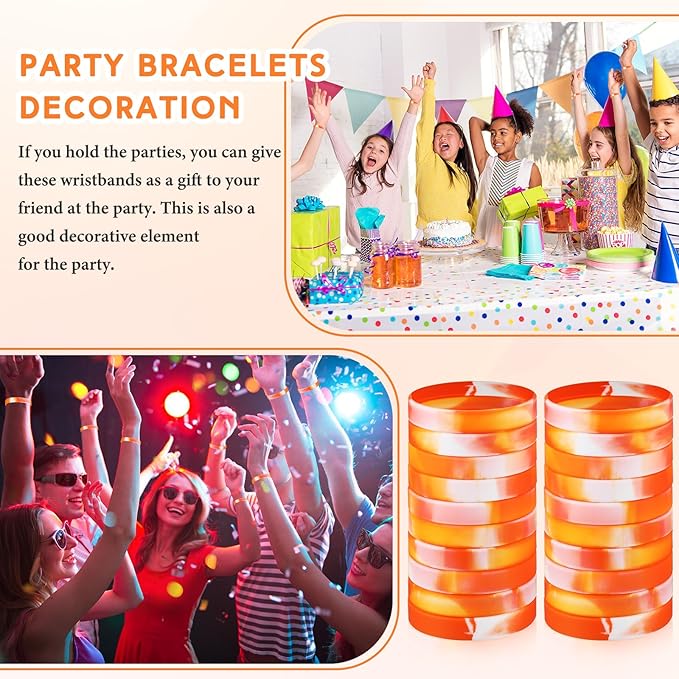 Liliful 100 Pcs Silicone Rubber Wristbands Rubber Wristband Bracelet Bands - Image 6