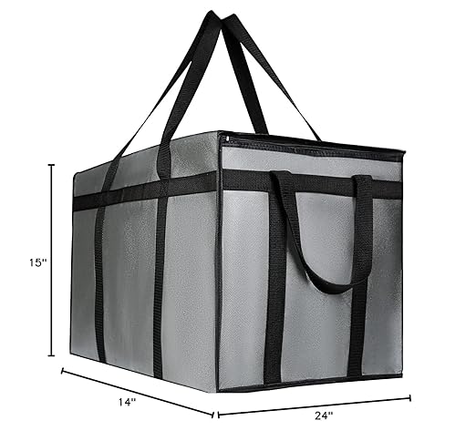 2 Pack XXXL Gray Insulated Food Delivery Bag Cooler Bags Keep Food Warm - Image 10